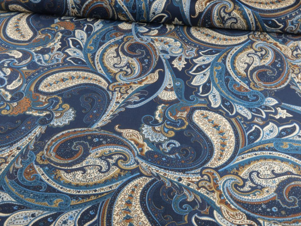 Baumwoll Gabardine "Paisley" blau