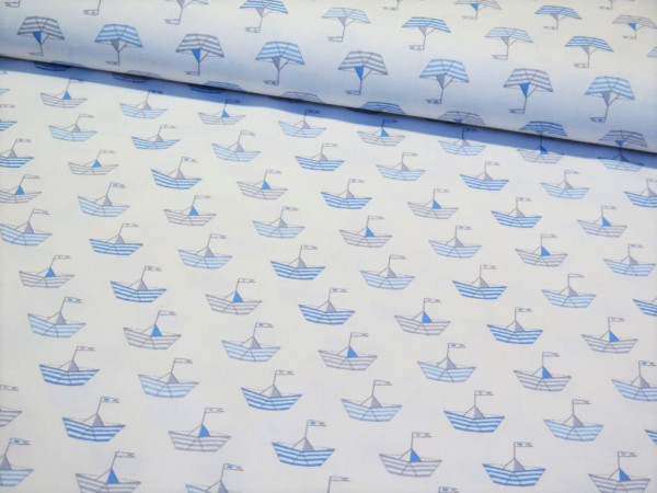 Baumwollstoff "Papierschiff" hellblau