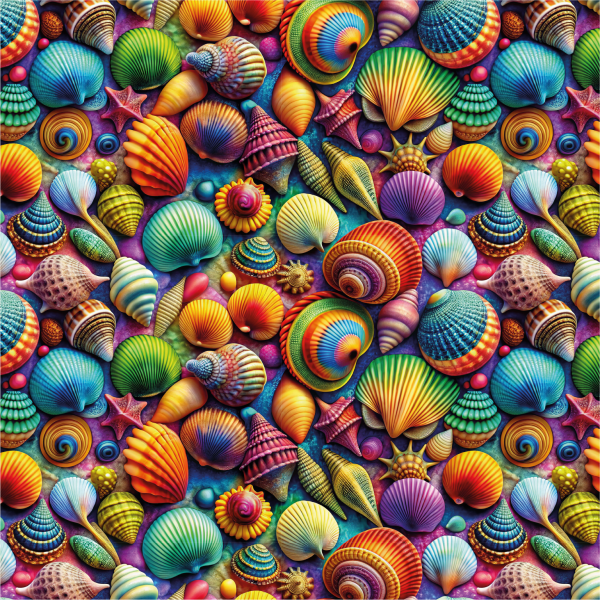 Baumwollstoff "Muscheln" bunt