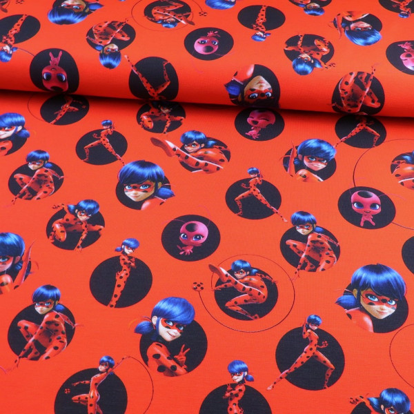 Baumwolljersey "Ladybug Miracolous" rot