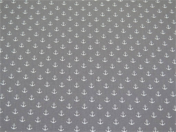 Baumwollstoff "mini Anker" grau