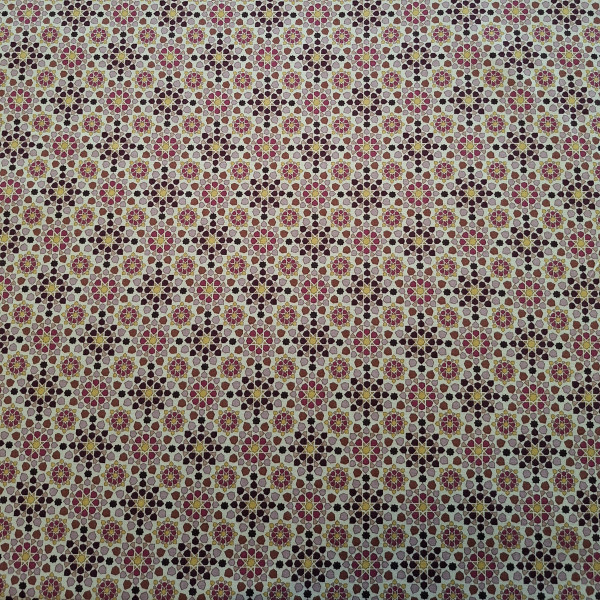Baumwoll Gabardine "Retro Mosaik Mandala" beige/pink/senf
