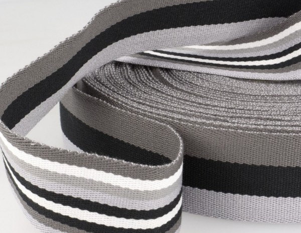 Gurtband 40mm "Streifen" grau