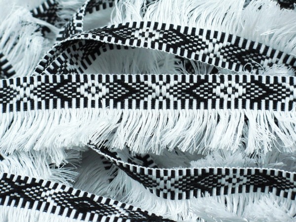 Fransenborte Inka Style "weiss"