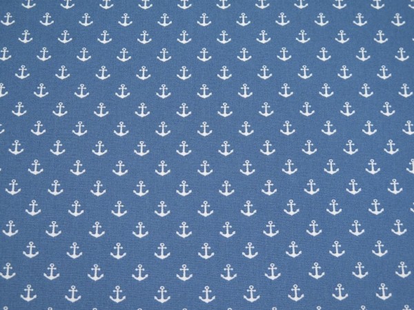 Baumwollstoff "Anker klein" blau