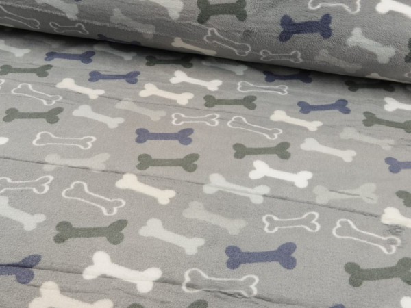 Wellnessfleece "Knochen" grau