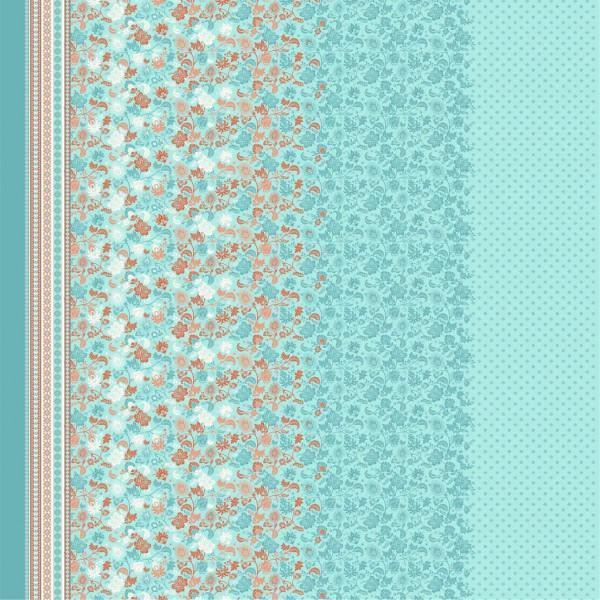 Viskose "Paisley Flower" Bordüre