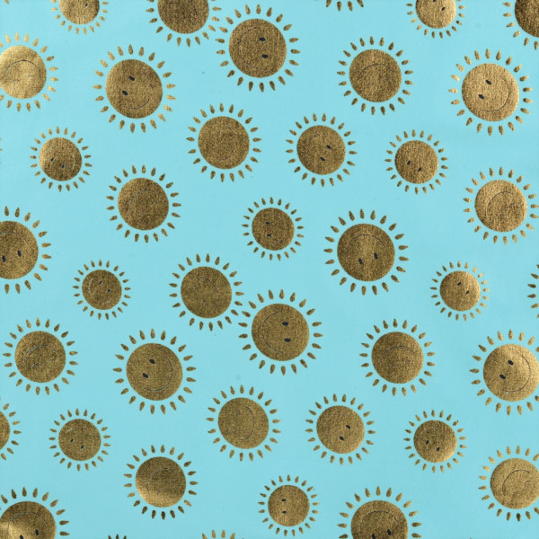 Baumwolljersey "Sonne" mint/gold