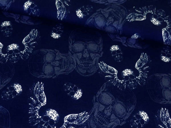 Kuschelsweat "Old Skulls/Totenkopf"blau