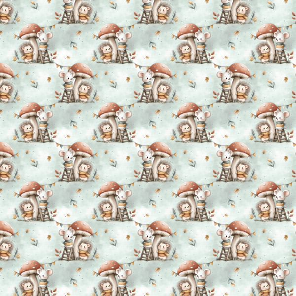Baumwolljersey Digital "Hedgehog Mouse" dusty mint