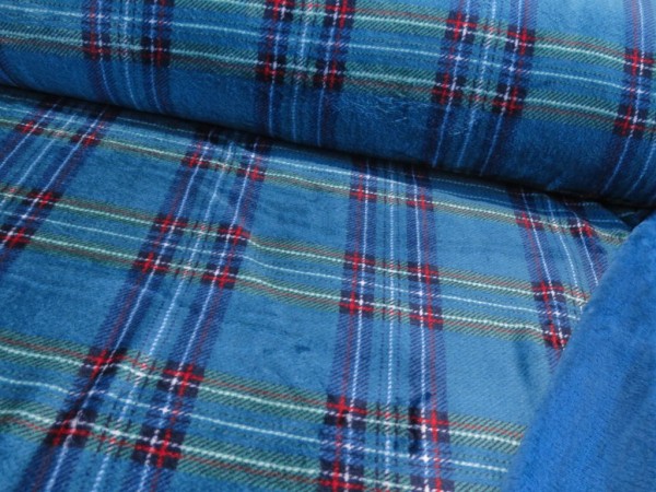 Wellnessfleece Double "Karo" blau