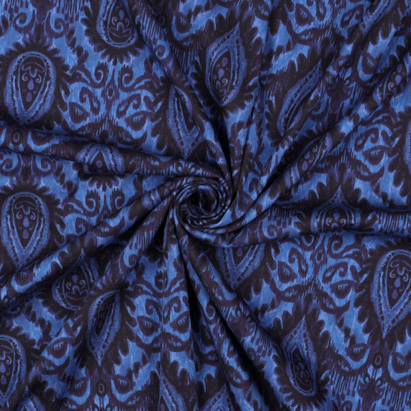 elastische Viskose "Ornamente" blau