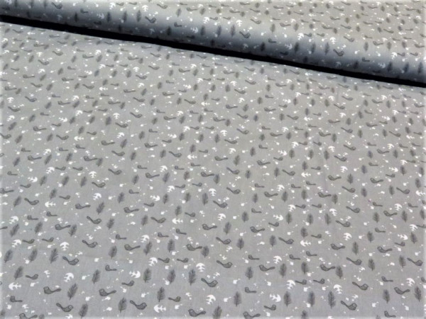 Baumwollstoff "Minimal Birds" grau