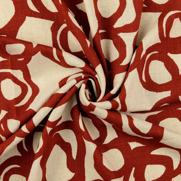 Viskose Leinen "Kreise" natur/bronze