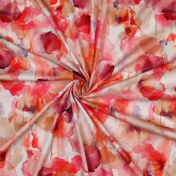 elastische Viskose Rosella "Abstract Flower" pink