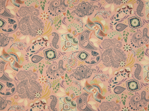 Baumwolljersey "Paisley" altrosa