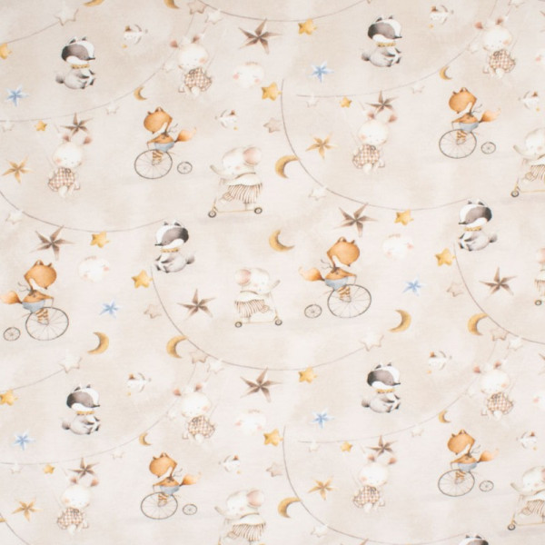 Baumwolljersey "Little Circus Animals" beige