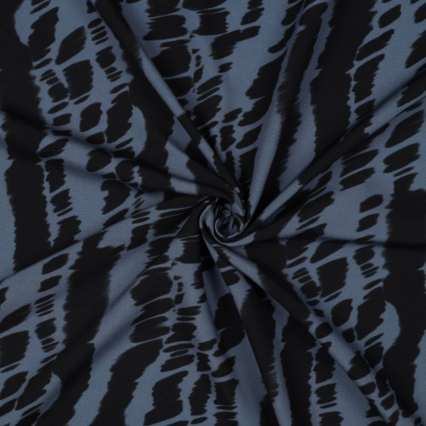 Viskose "Digital Abstract" graublau