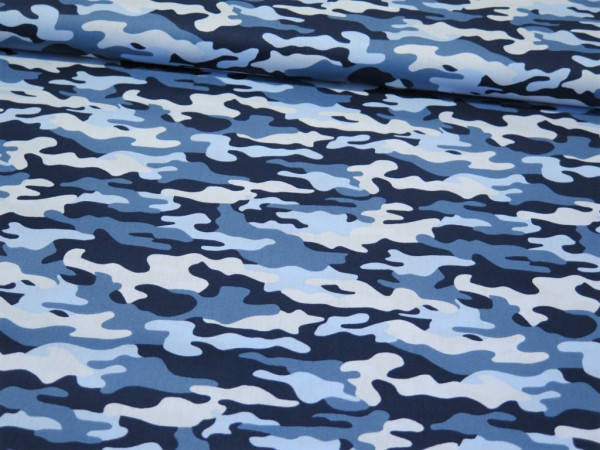 Baumwollstoff "Camouflage" blau