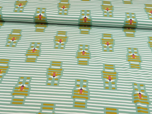 Baumwolljersey "Tiger mit Streifen" dusty green