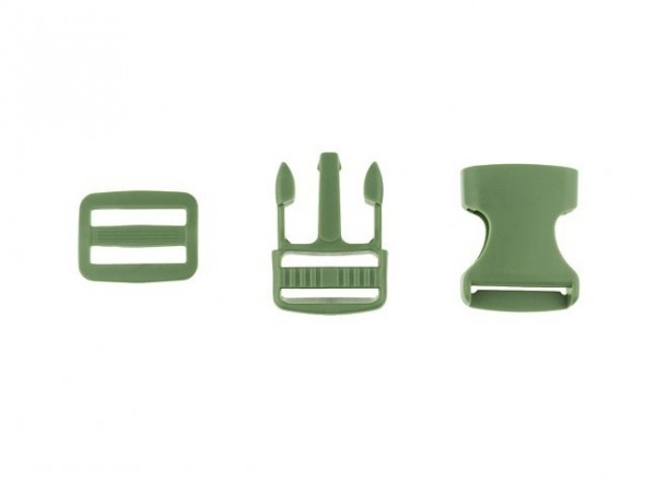Steckschnalle + Gurtschieber 25mm "khaki"
