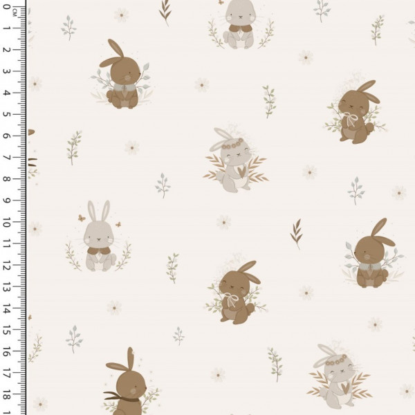 Baumwolljersey "Little Rabbit" ecrü
