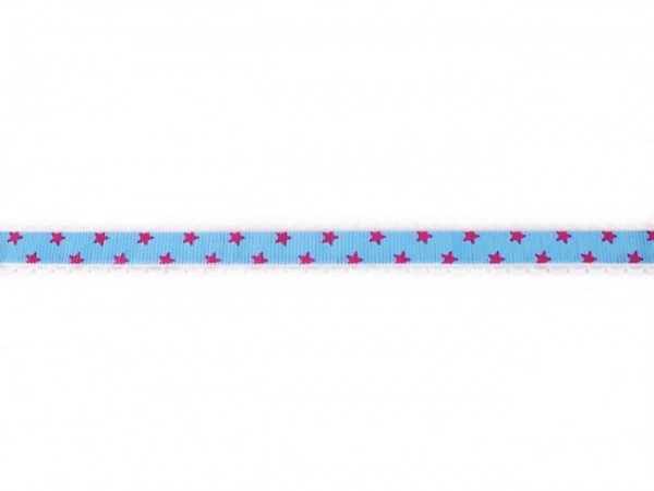 Ripsband mit Spitze "Sterne" blau