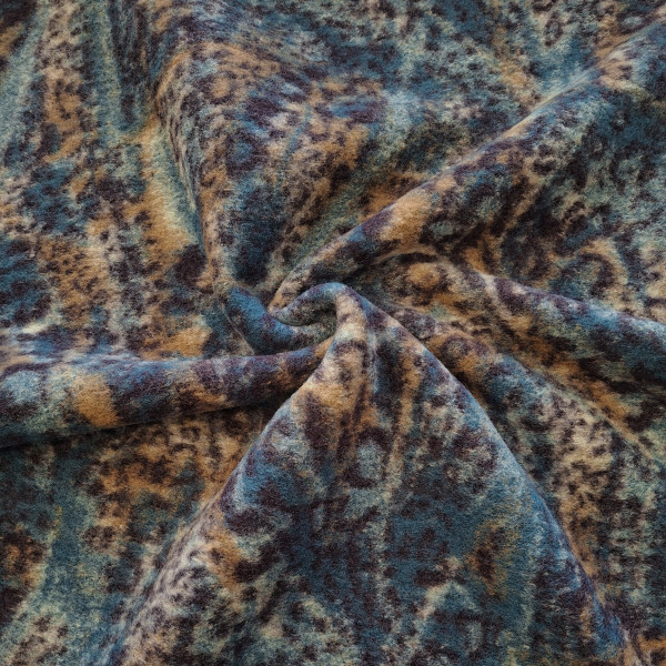 Polyester/Wollstrick "Abstract" petrol