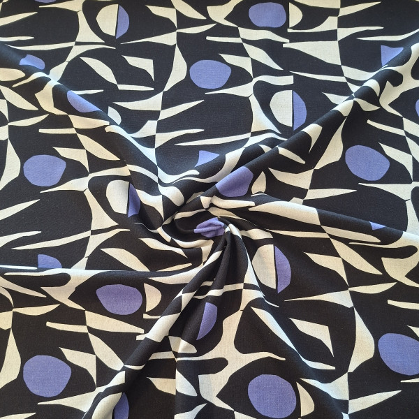 Viskose Leinen "Abstract" beige/lila