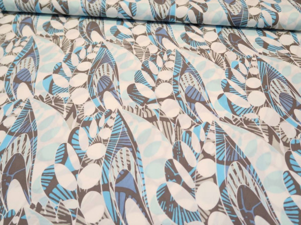 Viskose "blätter" blau-taupe