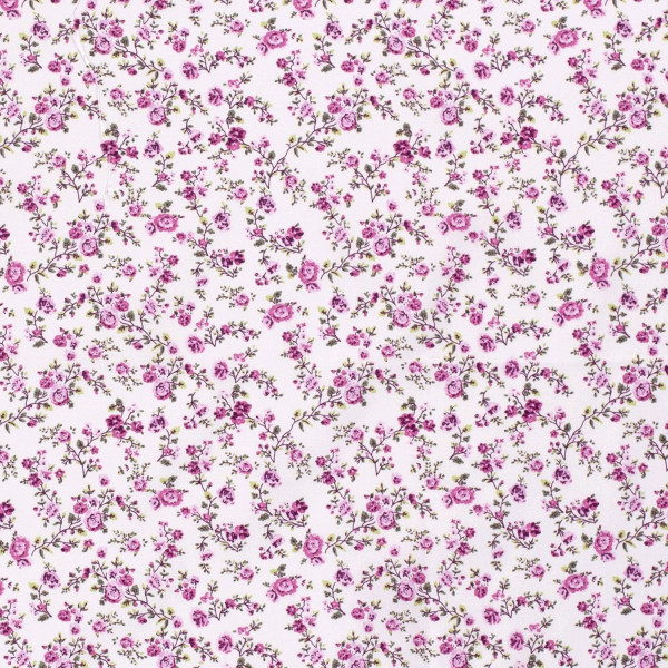 Baumwollstoff "Blütenzweige" pink/weiss