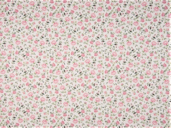 Baumwollstoff "Rosen" rosa/weiss