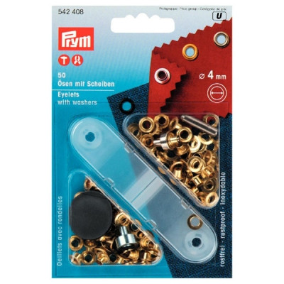 Prym Ösen mit Scheiben 4mm Gold