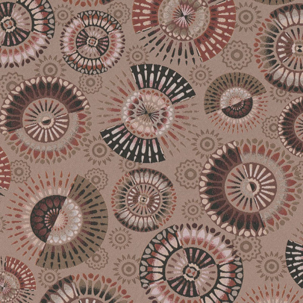 Dekostoff - Jacquard Double "Kreise" taupe/bordo
