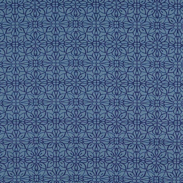 Baumwollstoff Popeline "Flower outlines" jeansblau