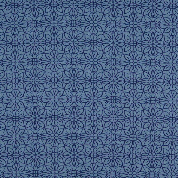 Baumwollstoff Popeline "Flower outlines" jeansblau