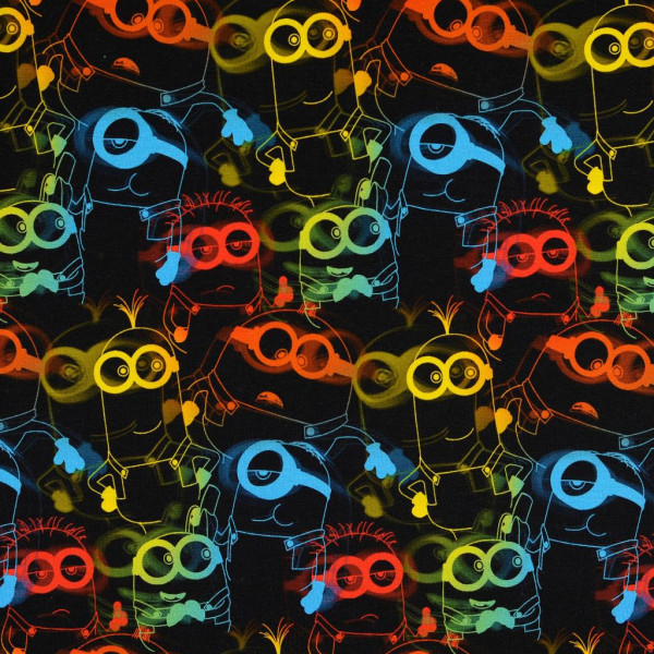 Baumwolljersey "neon Minions" schwarz