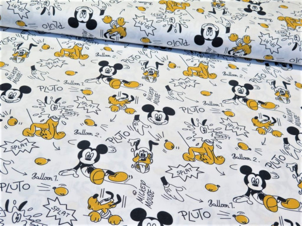 Baumwollstoff "Mickey Mouse" schwarz/gelb/weiss