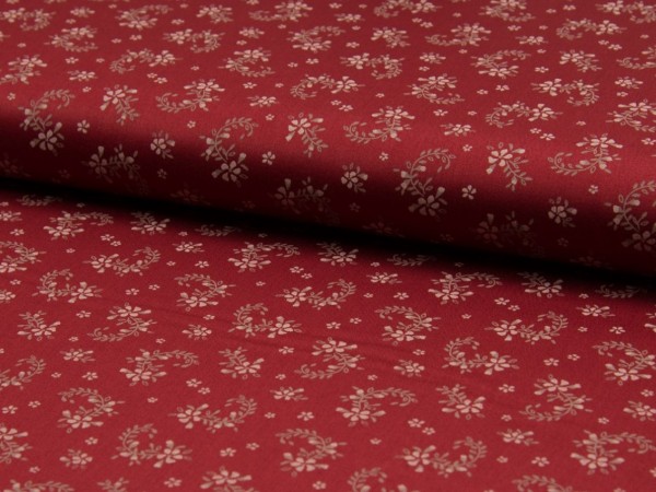 Satinierte Webware "Blumen" rot