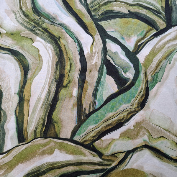 Viskose Twill "Abstract" petrol/grün