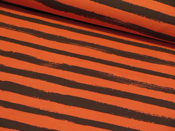 Sommersweat "Stripes" orange/schwarz