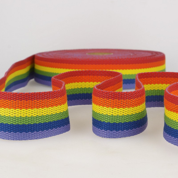 Gurtband 40mm "Streifen" Regenbogen