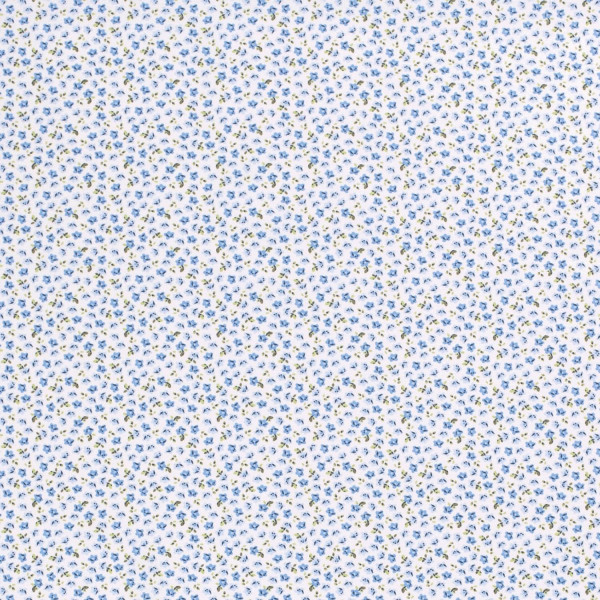 Baumwollstoff "Blümchen" blau/weiss