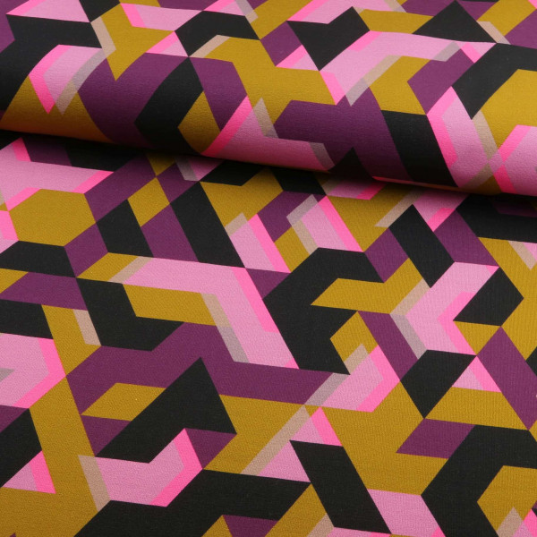 Sweat by Thorsten Berger "Geometric Camouflage" lila-senf-rosa