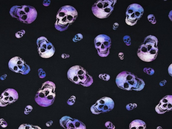 Baumwolljersey "Totenkopf-Skull" violett