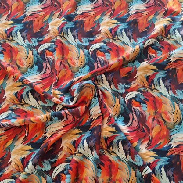 Viskose "Feuertanz" rot/petrol