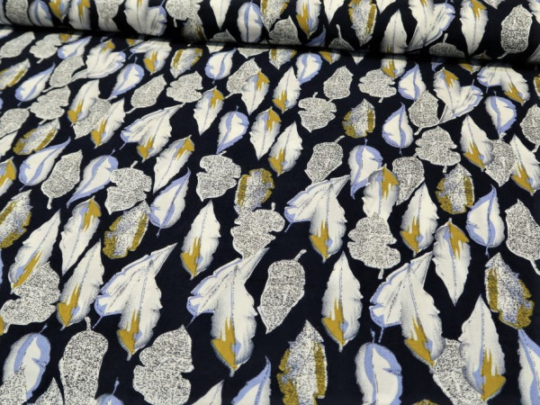 Viskose "leafs" navy