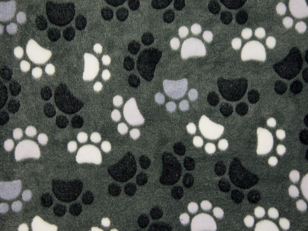 Wellnessfleece Jacquard Print "Pfoten" grau