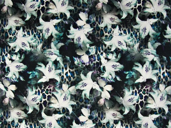 Baumwolljersey "Leo-Lilie" petrol/blau