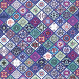 Baumwollstoff "Mandala quadrat" lila/petrol Baumwollstoff "Mandala quadrat" lila/petrol